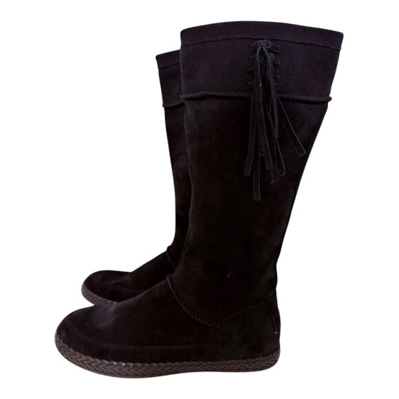 🖤 UGG Australia Indah Black Suede Tall Fringe Boots – Size 36 (New!) - Picture 5 of 7
